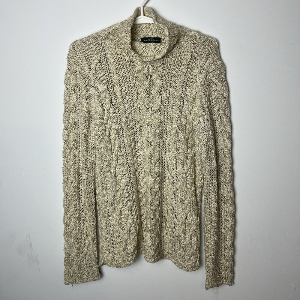 lrl lauren jeans co Beige Tan Turtle Neck Sweater Small Boho 270‎